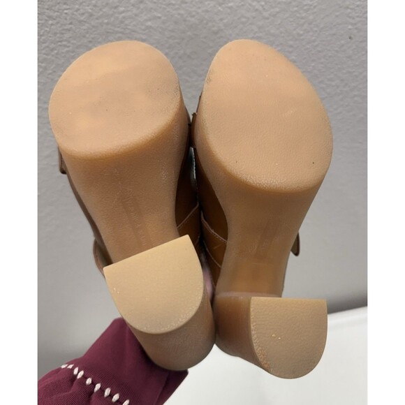 New Veronica Beard Heels Size 7 Garrick Platform Hazelwood Leather Sandals - Picture 3 of 8